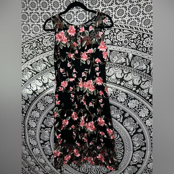 NWT Headliner Black Embroidered Sleeveless Midi Dress Small Lulus - Picture 4 of 7